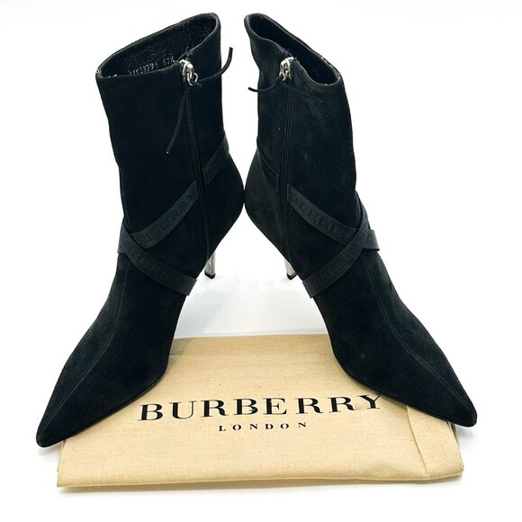 Burberry -Authentic-Black Heeled Boots with Silver Buckle - Picture 3 of 13